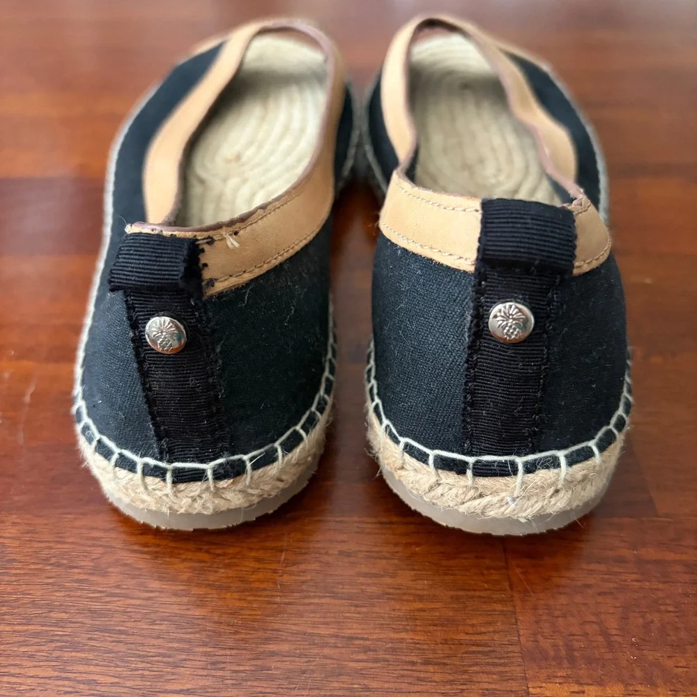 NEW Tommy Bahama Violine Peep Toe Black Espadrille Flat 9